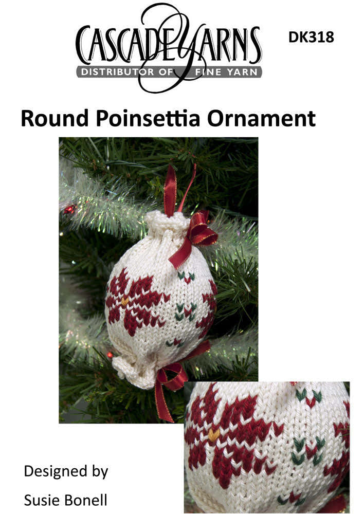 Round Poinsettia Ornament Decoration Knitting Pattern
