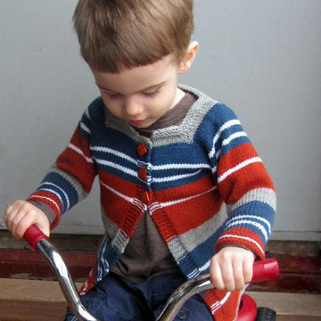 Plymouth Yarn F488 DK Merino Superwash Baby and Toddler Striped Cardigan (Free)