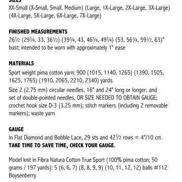 Diamond and Bobble Lace Top #194