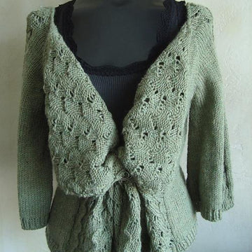 #102 Drape-Front Top-Down Lacy Cardigan