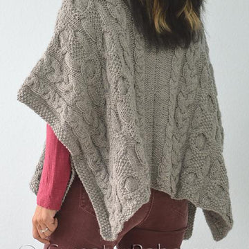 #163 Cable Love Cowl Neck Poncho