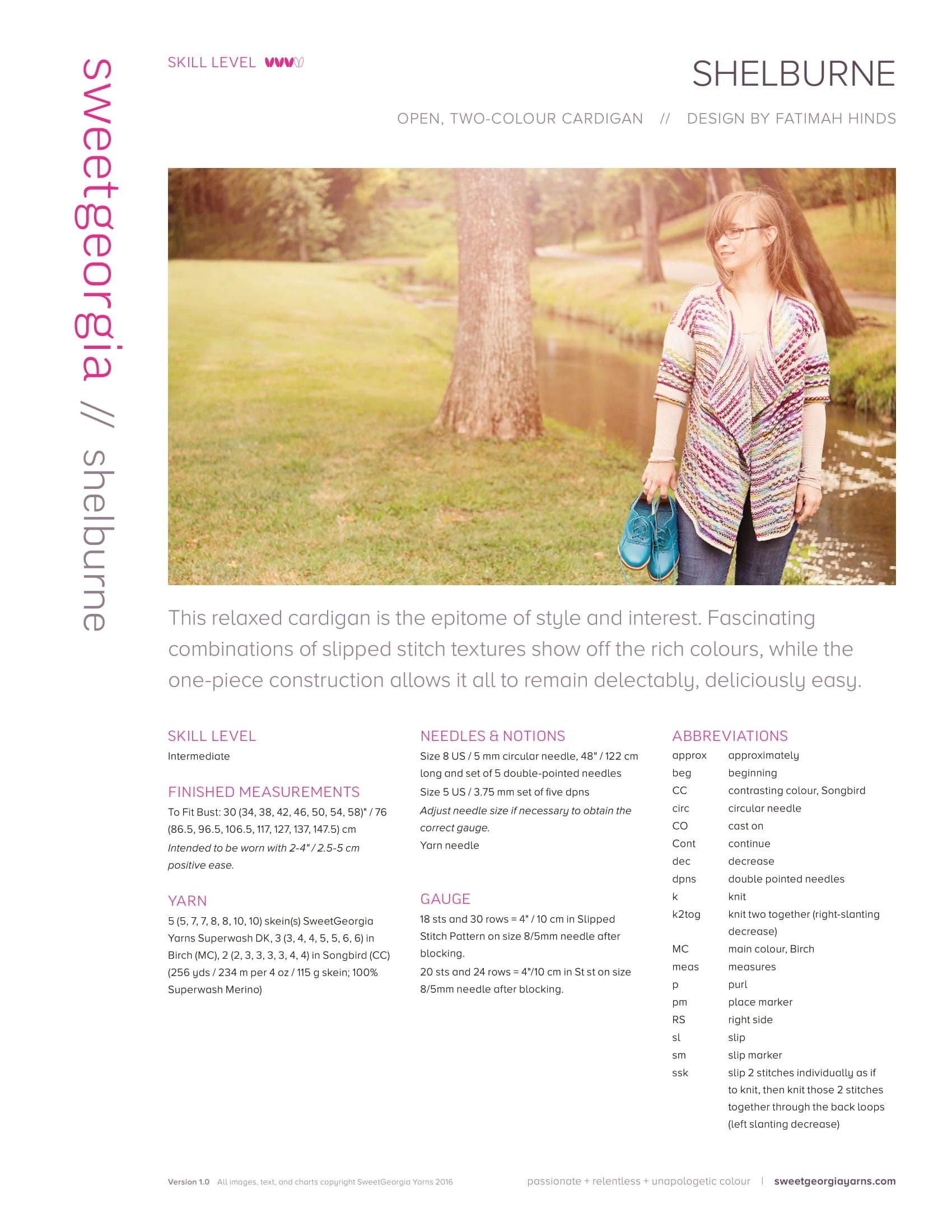 SweetGeorgia Shelburne Cardigan Knitting Pattern