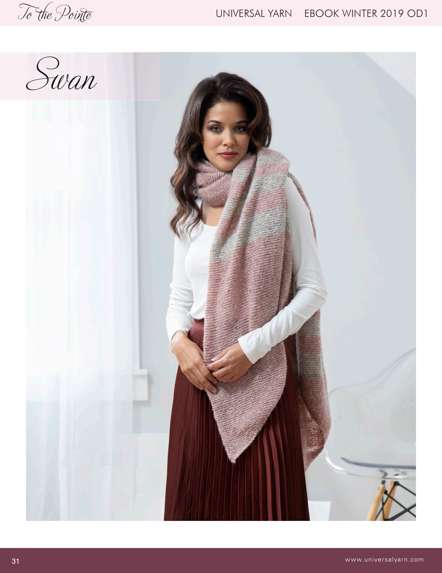 Universal Yarn Swan Wrap Knitting Pattern