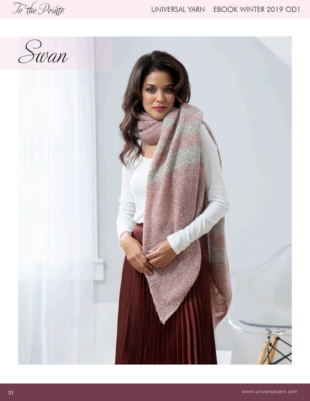 Universal Yarn Swan Wrap Knitting Pattern