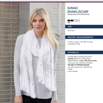 Stacy Charles Fine Yarns Sumac Shawl/Scarf Knitting Pattern