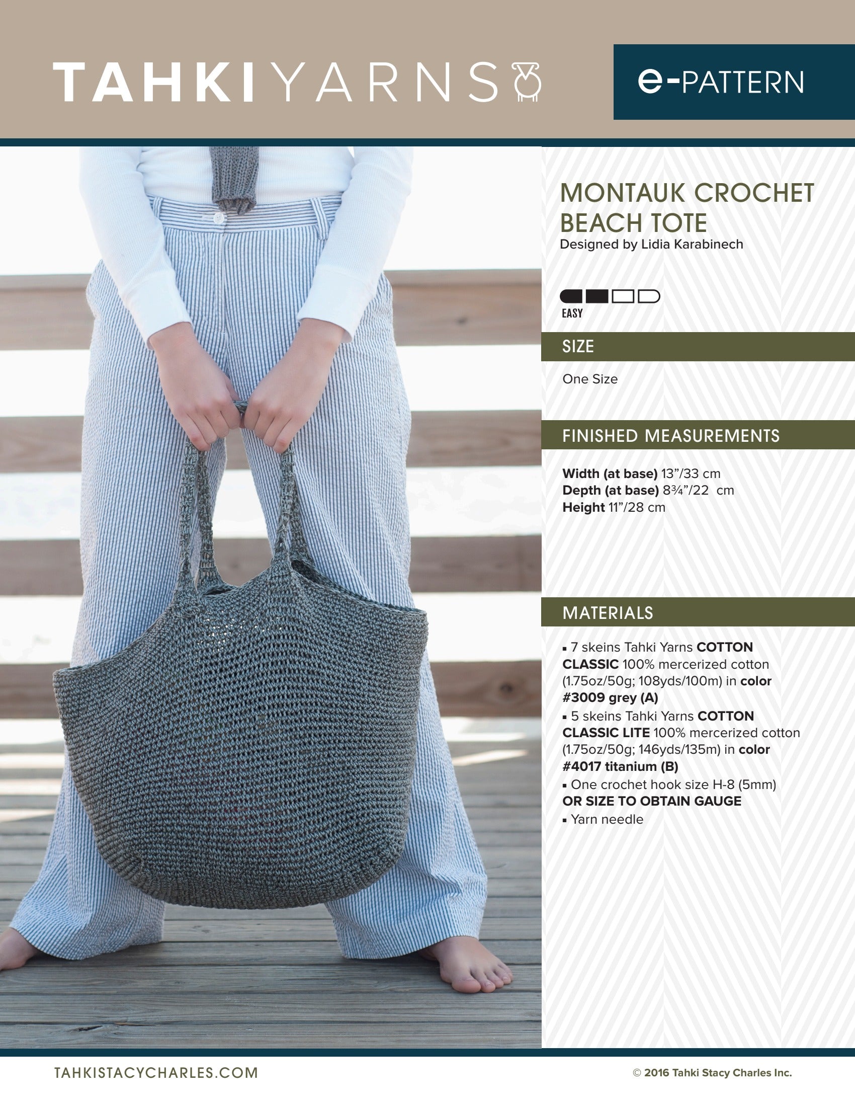 Tahki Yarns Montauk Crochet Beach Tote Pattern Pattern