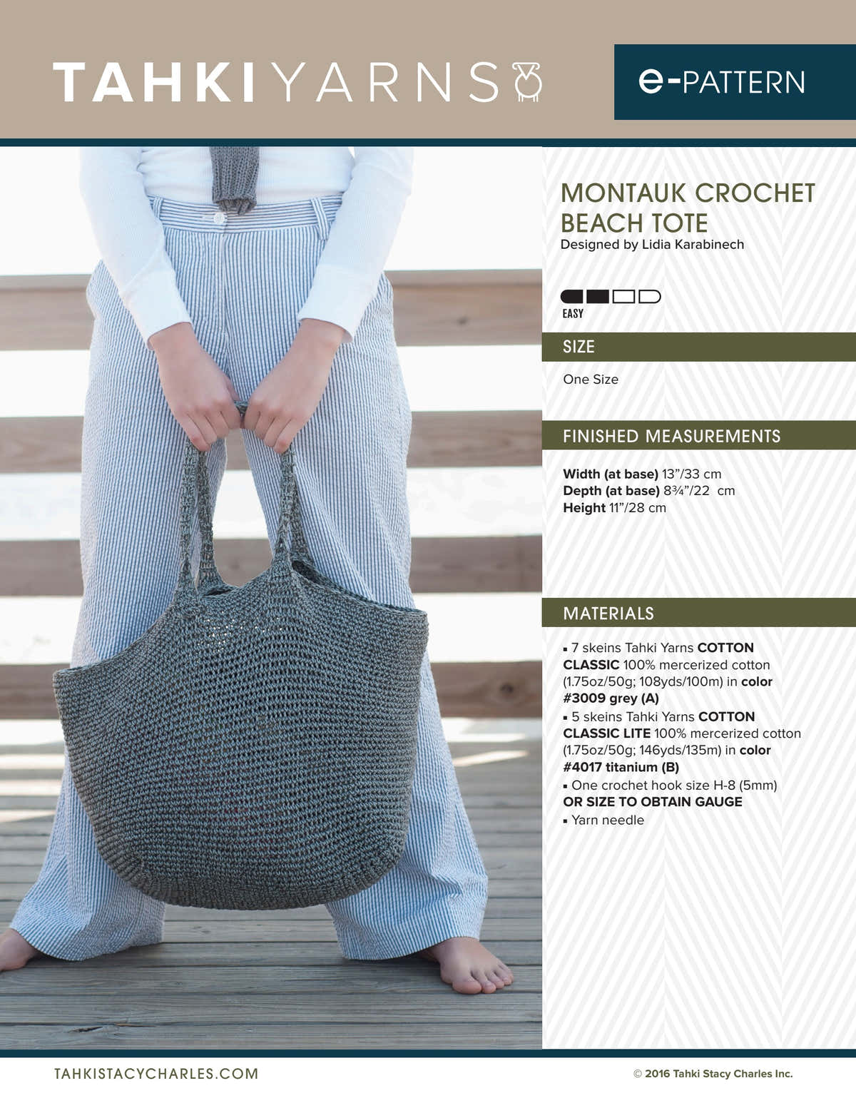 Tahki Yarns Montauk Crochet Beach Tote Pattern Pattern