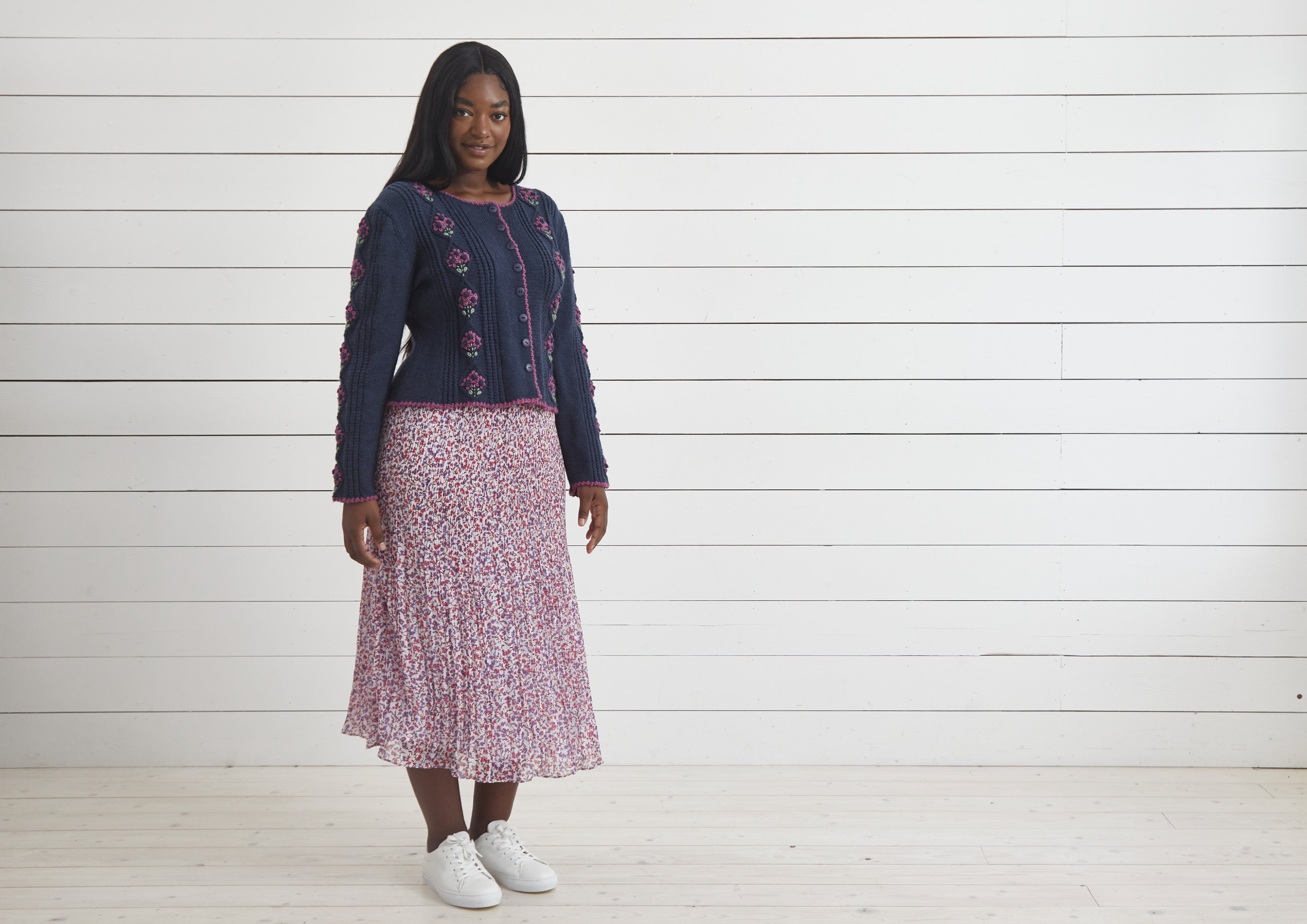 Debbie Bliss Embroidered Flowers Cardigan Knitting Pattern