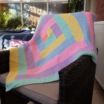 Deramores Log Cabin Blanket Knitting Pattern