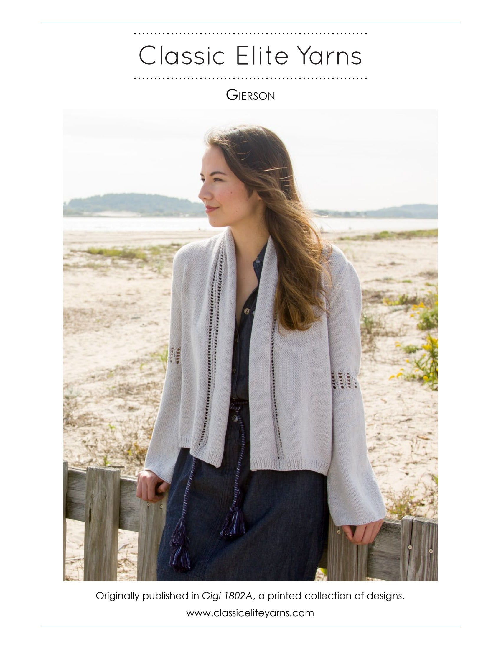 Classic Elite Yarns Gierson Cardigan Knitting Pattern