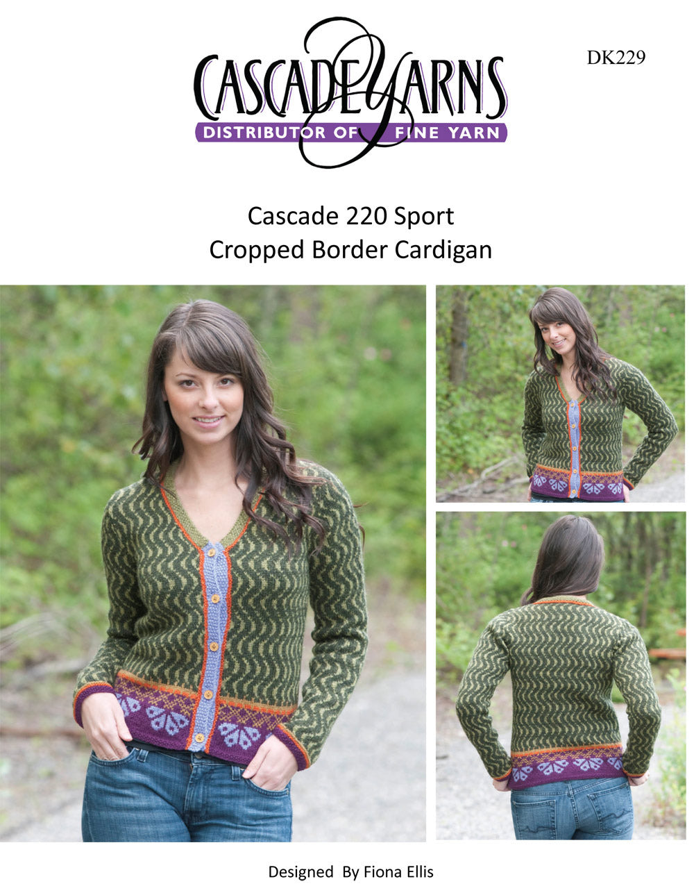 Cascade Yarns DK229 Cropped Border Cardigan (Free)