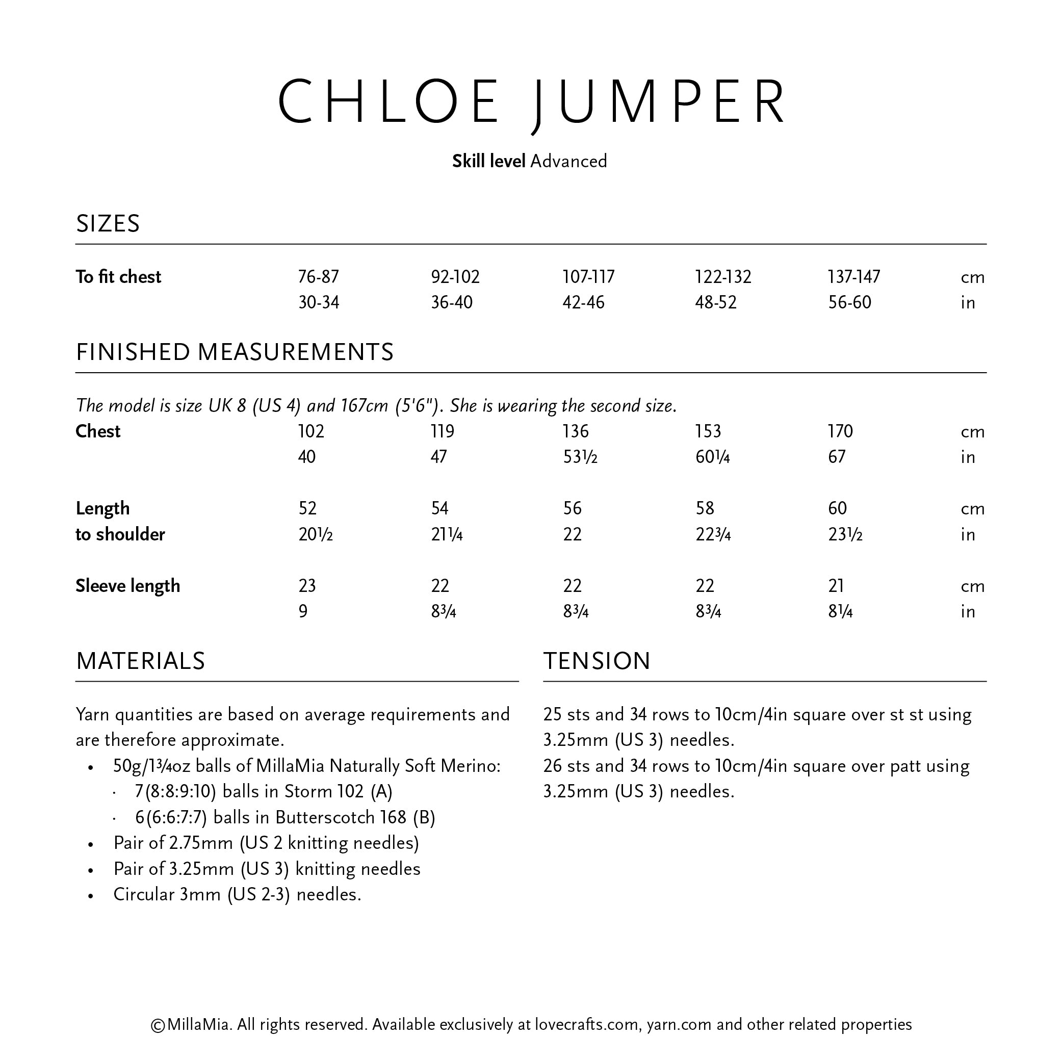 MillaMia Chloe Jumper Knitting Pattern