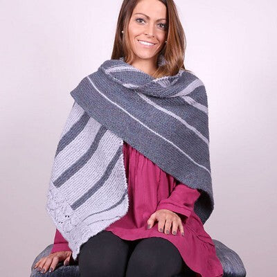 Plymouth Yarn 3047 Two Color Shawl Wrap Knitting Pattern