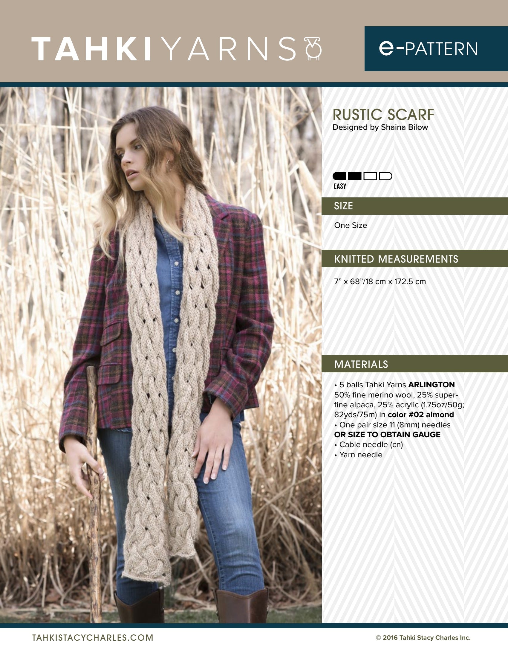 Tahki Yarns Rustic Scarf Knitting Pattern