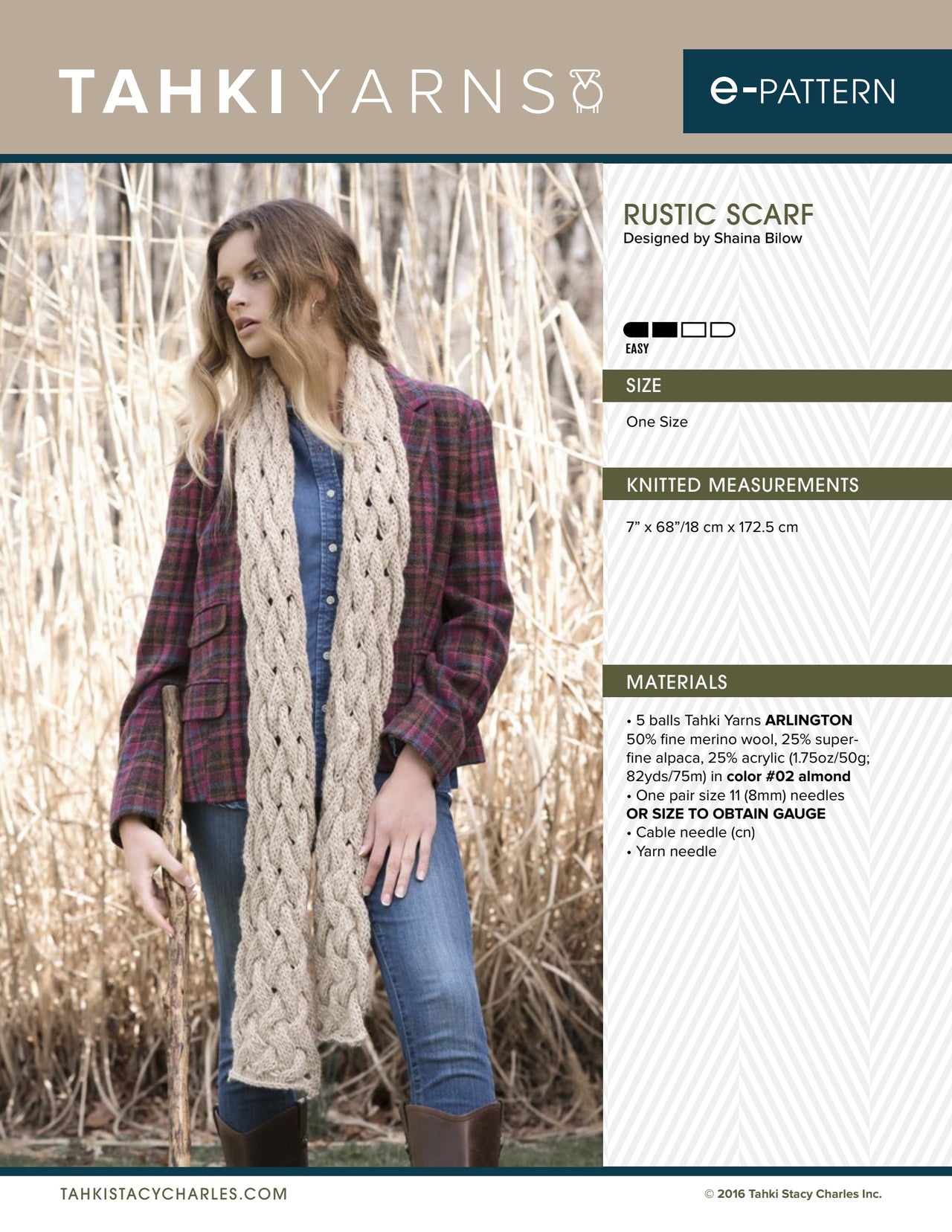Tahki Yarns Rustic Scarf Knitting Pattern