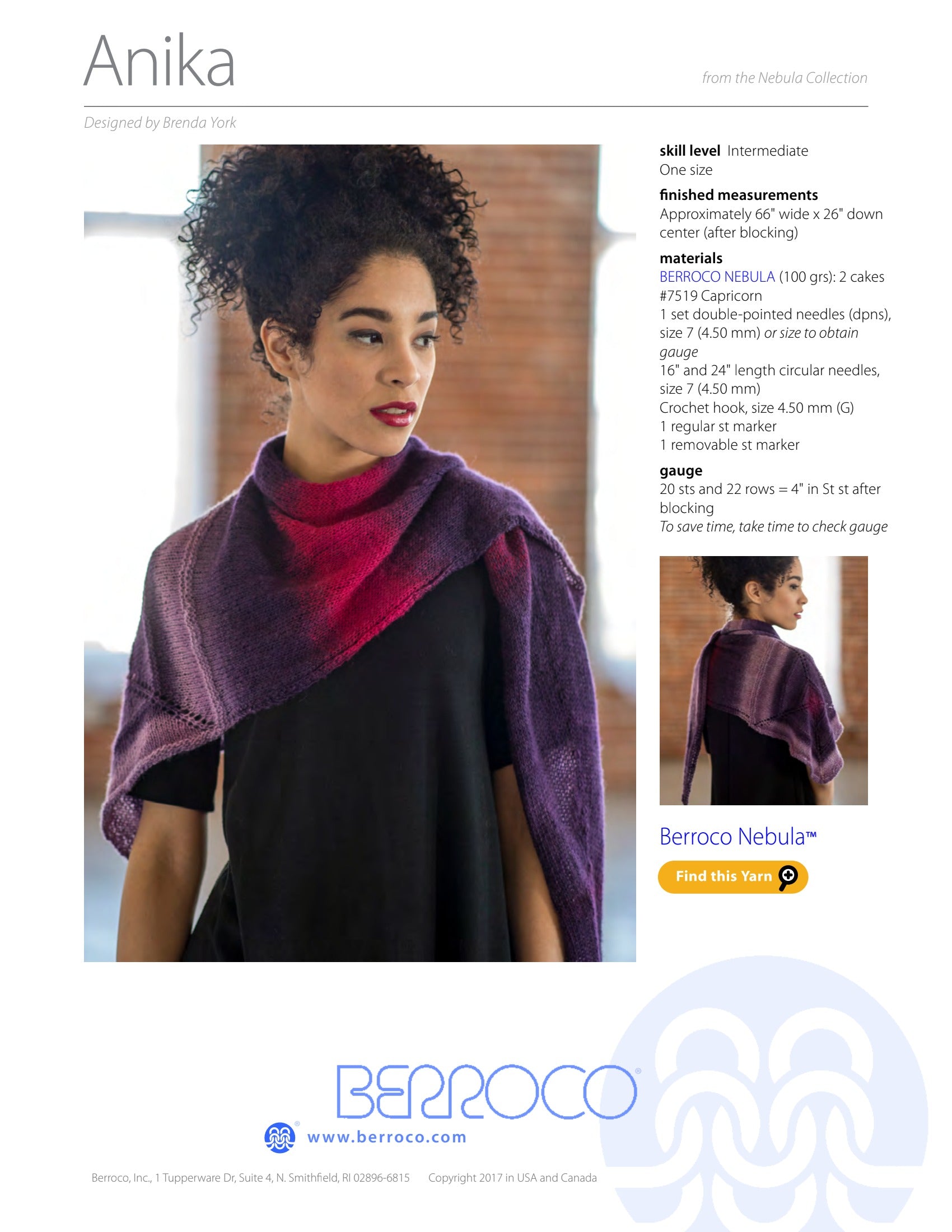 Berroco Anika Wrap Knitting Pattern