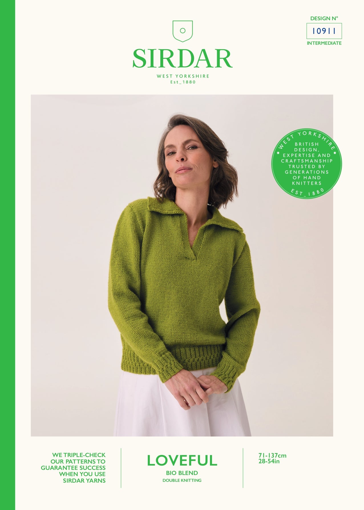 Branched Rib Polo Sweater in Sirdar Loveful 100% Bio Blend - 10911 PDF