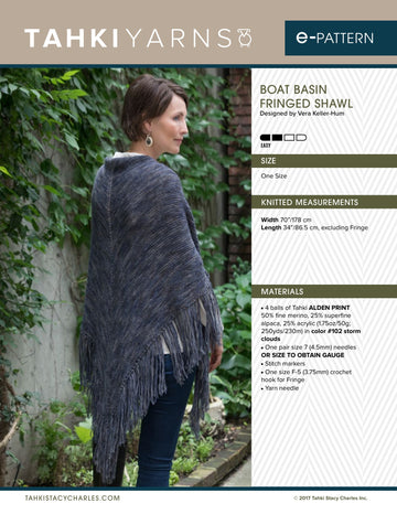 Tahki Yarns Boat Basin Fringed Shawl Knitting Pattern