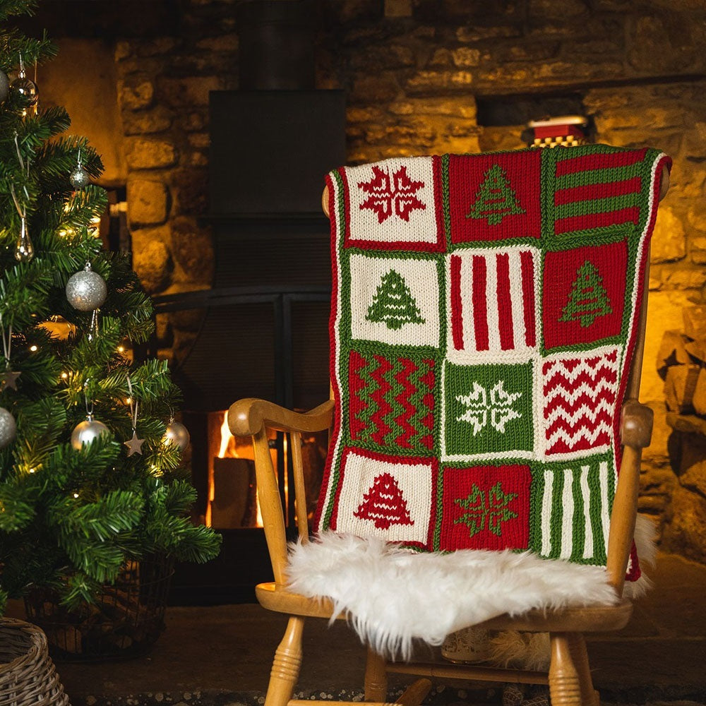 Deramores Festive Blanket by Sarah Murray Knitting Pattern