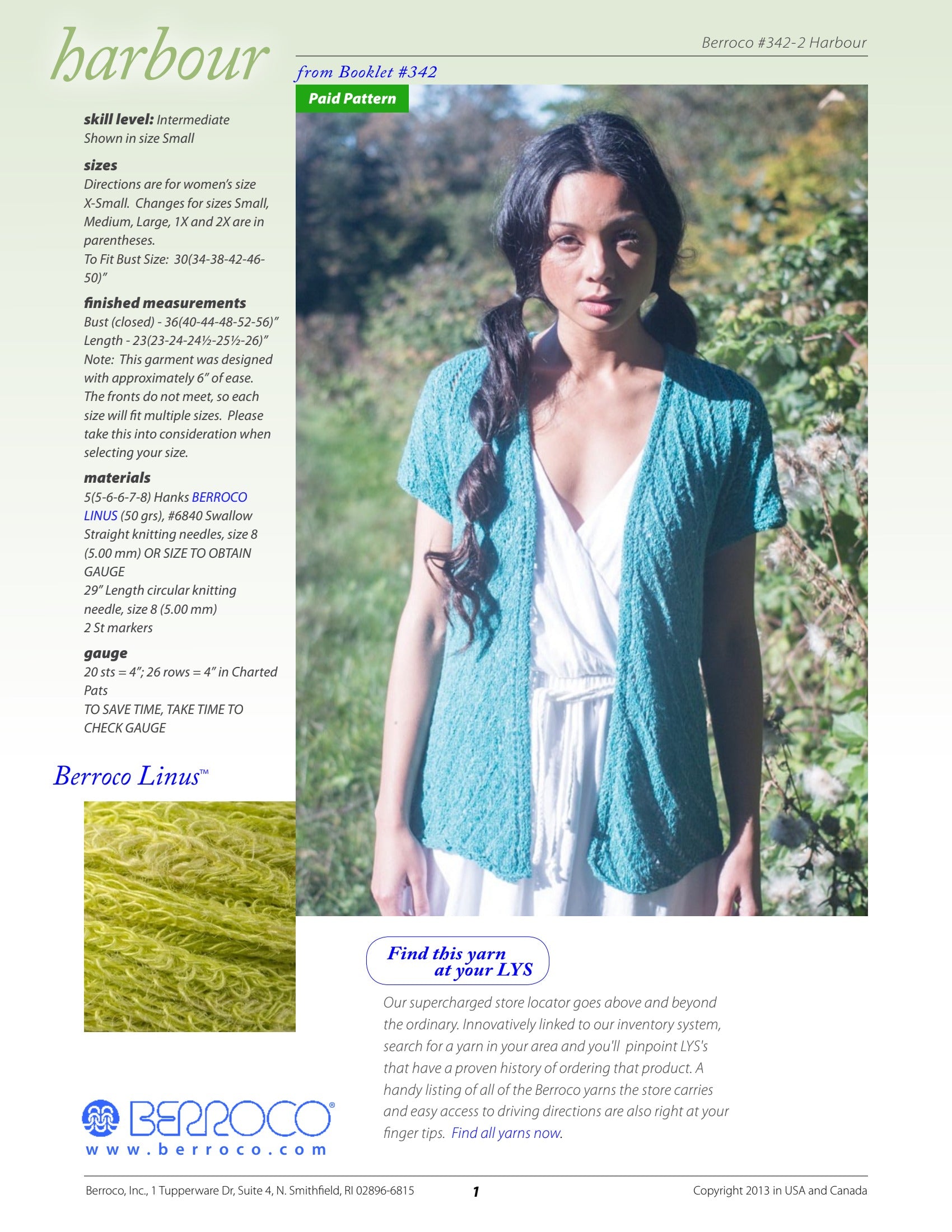Berroco Harbour Cardigan Knitting Pattern