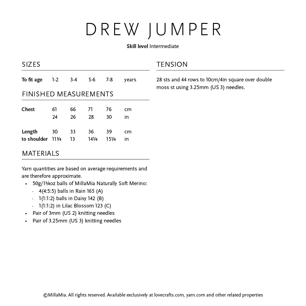 MillaMia Drew Jumper Knitting Pattern