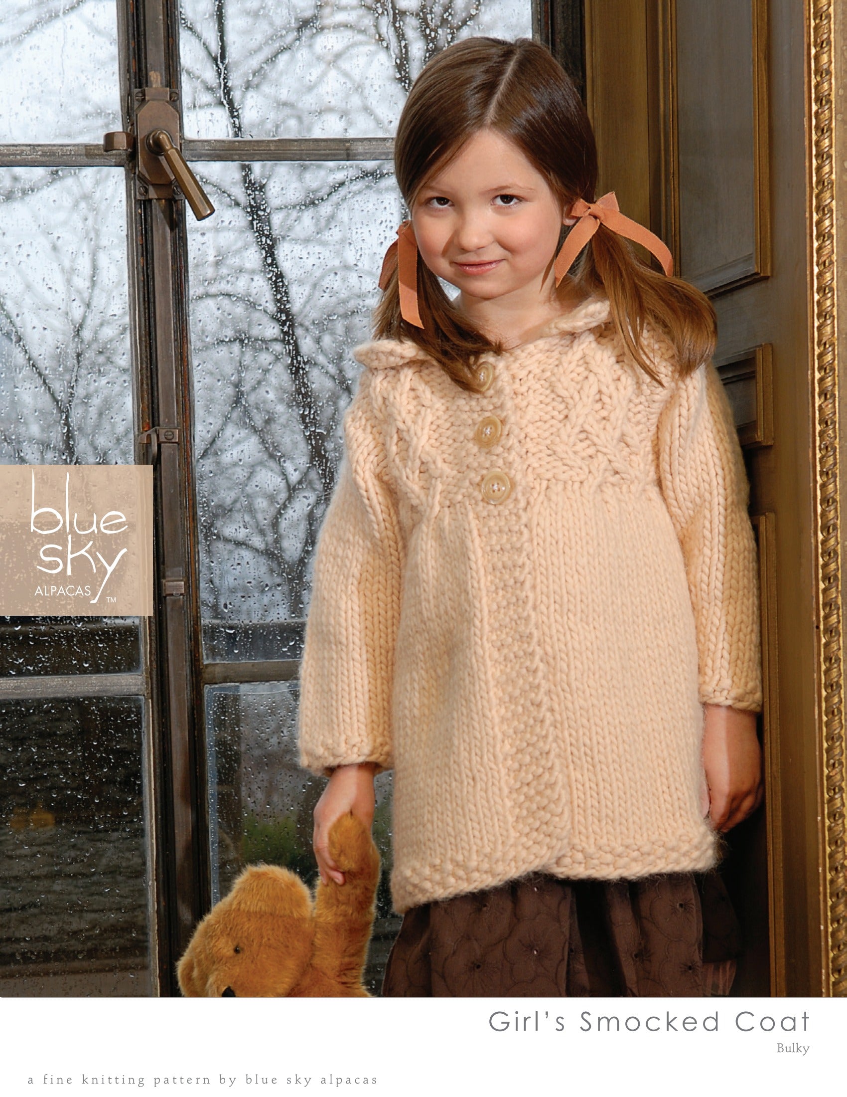 Blue Sky Fibers Girl's Smocked Coat Knitting Pattern