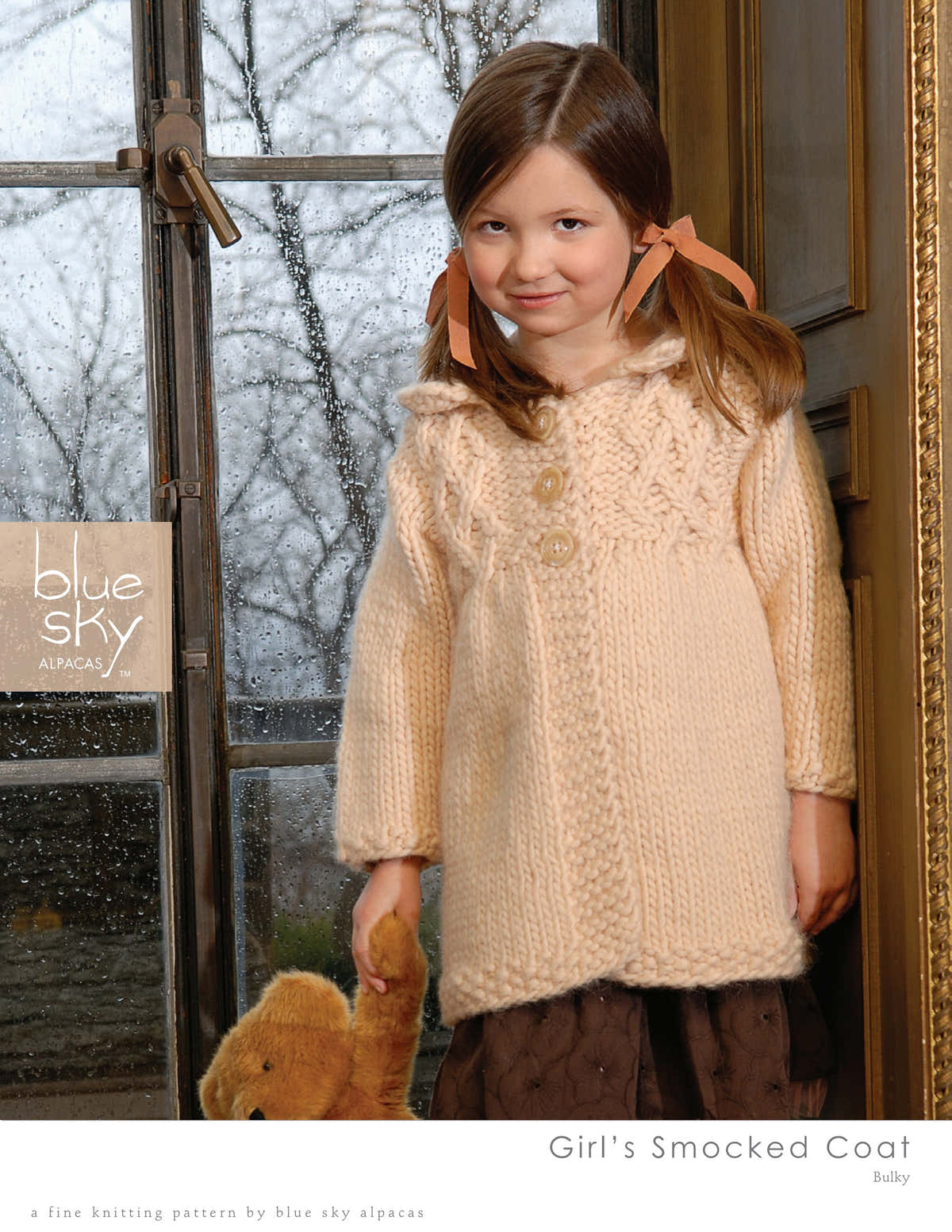Blue Sky Fibers Girl's Smocked Coat Knitting Pattern