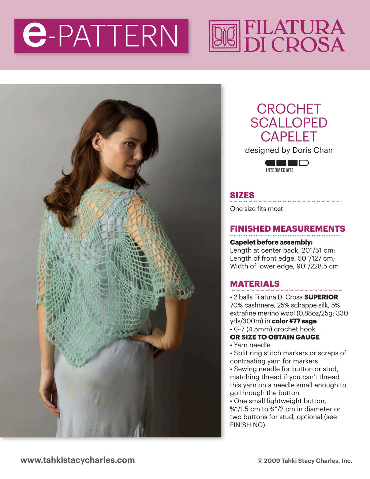 Filatura Di Crosa Scalloped Capelet Shawl Crochet Pattern