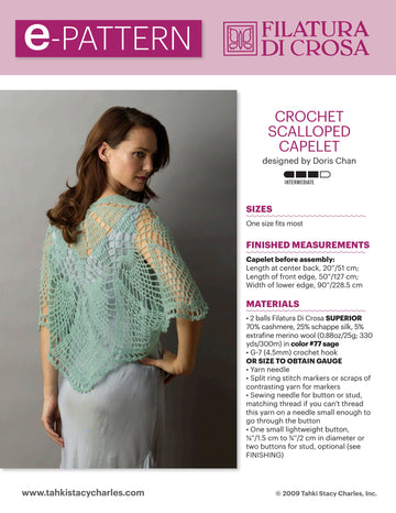 Filatura Di Crosa Scalloped Capelet Shawl Crochet Pattern
