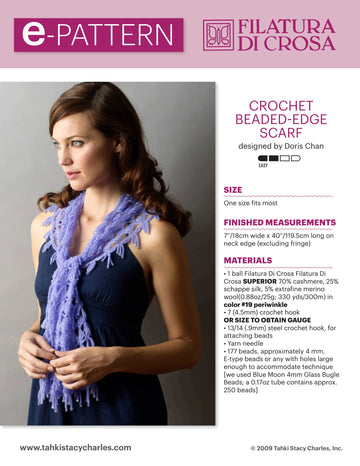 Filatura Di Crosa Beaded-Edge Scarf Crochet Pattern