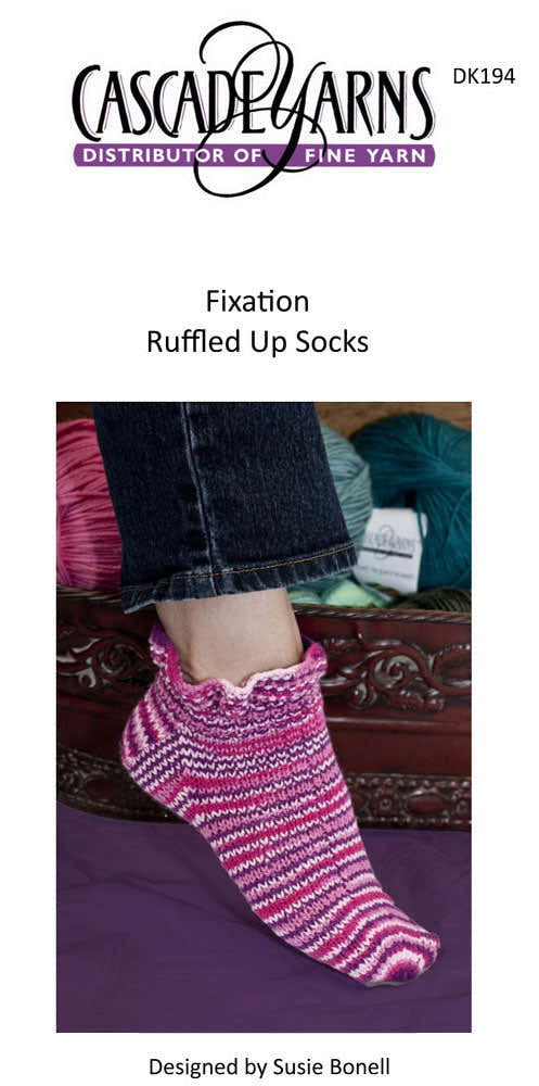 Cascade Yarns DK Fixation Ruffled Up Socks Knitting Pattern