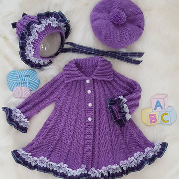 Amelia swing coat baby knitting pattern 0-6 & 12mths