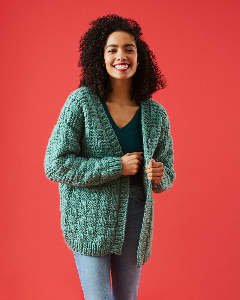 Paintbox Yarns Basket Weave Cardigan Knitting Pattern
