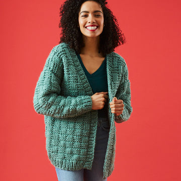 Paintbox Yarns Basket Weave Cardigan Knitting Pattern