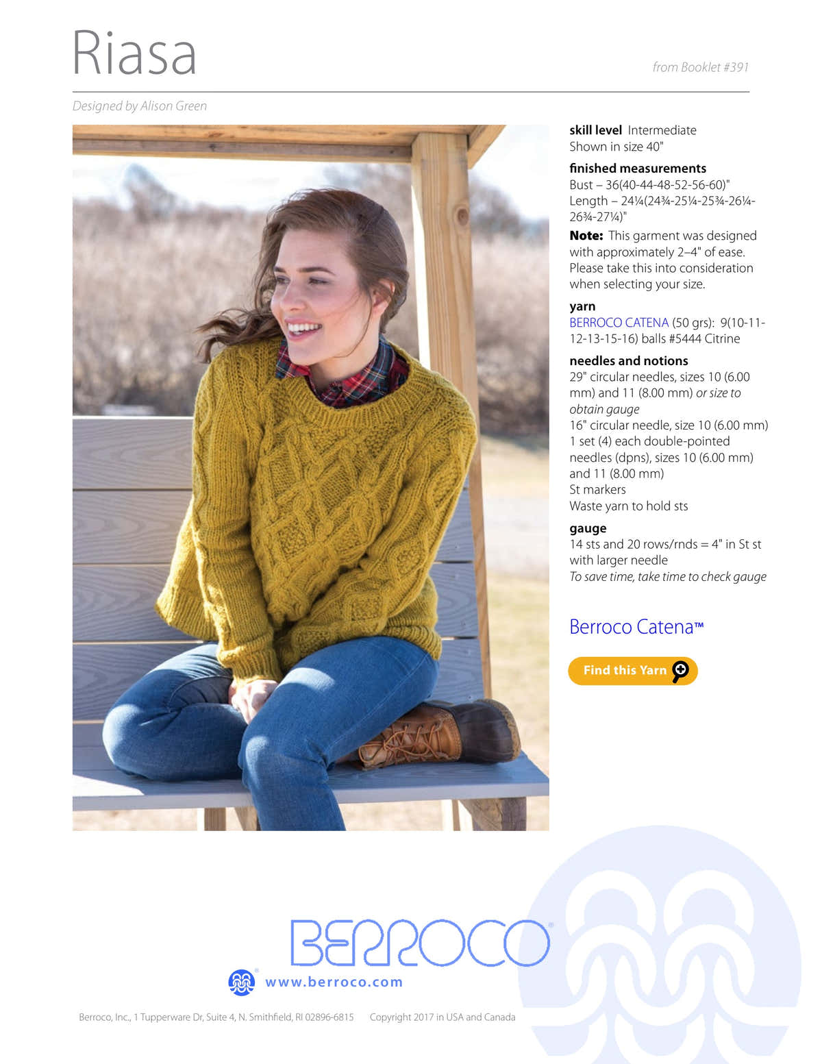 Berroco Riasa Jumper Knitting Pattern