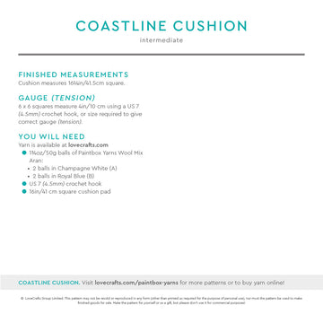 Paintbox Yarns Coastline Cushion Crochet Pattern