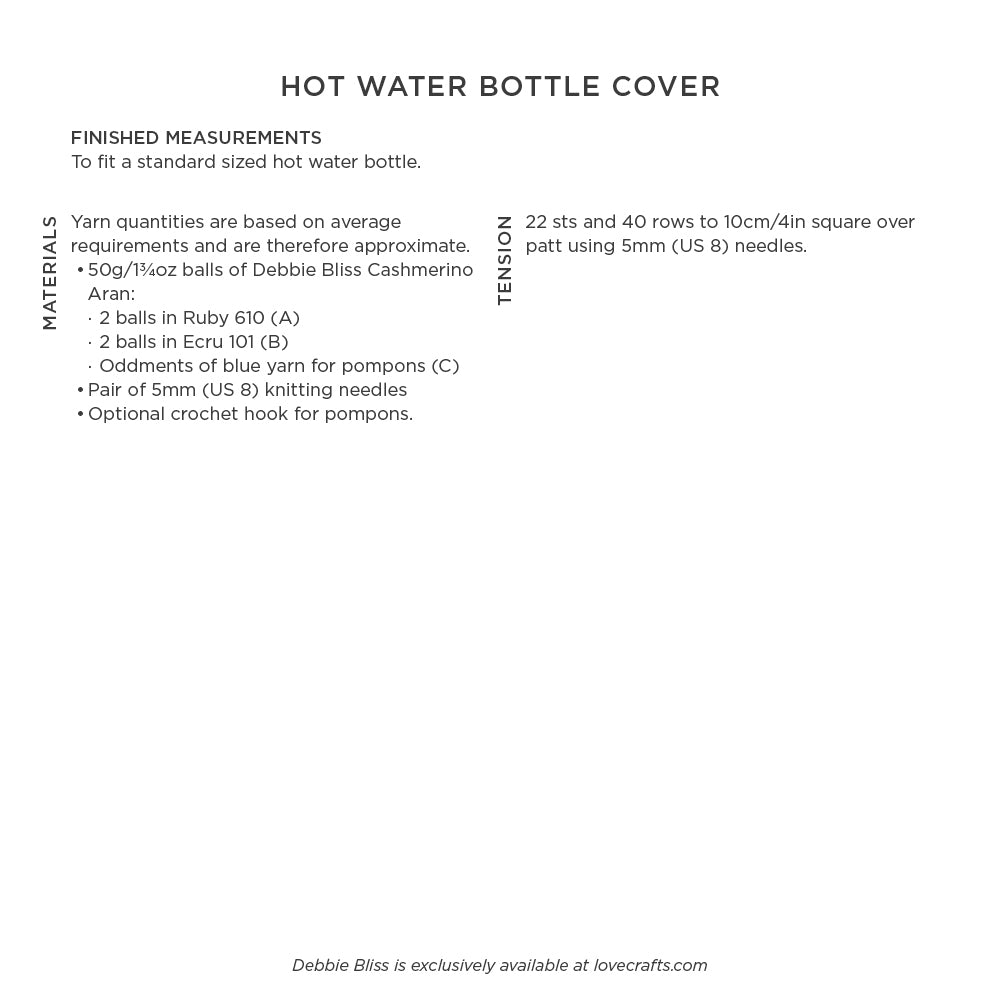 Debbie Bliss Hot Water Bottle Cover Knitting Pattern