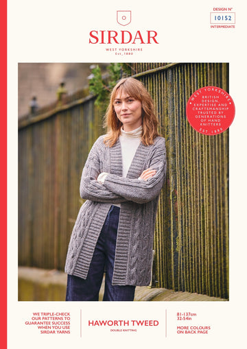 Sirdar Longline Cabled Coatigan Cardigan Knitting Pattern
