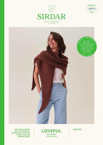 Clam Shell Ribbed Shawl in Sirdar Loveful 100% Bio Blend - 10919 PDF