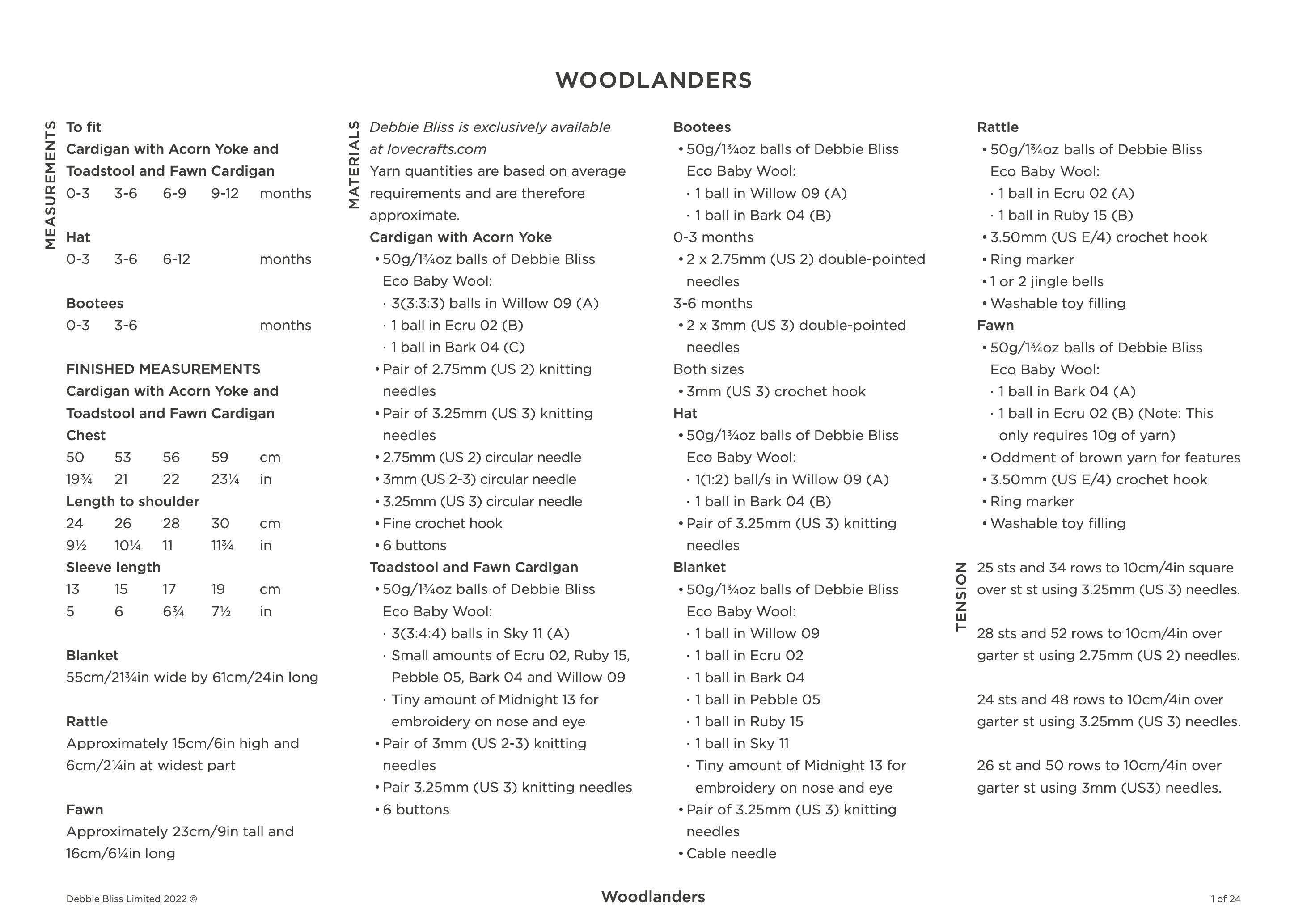 Debbie Bliss Woodlanders Knitting Pattern