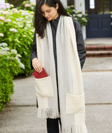 Churchmouse Studio Graphic Two-Tone Wrap & Scarf in Rowan Kid Classic/Berroco Ultra Alpaca