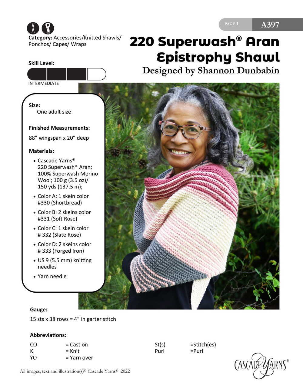 Cascade Yarns A Epistrophy Shawl Scarf Knitting Pattern