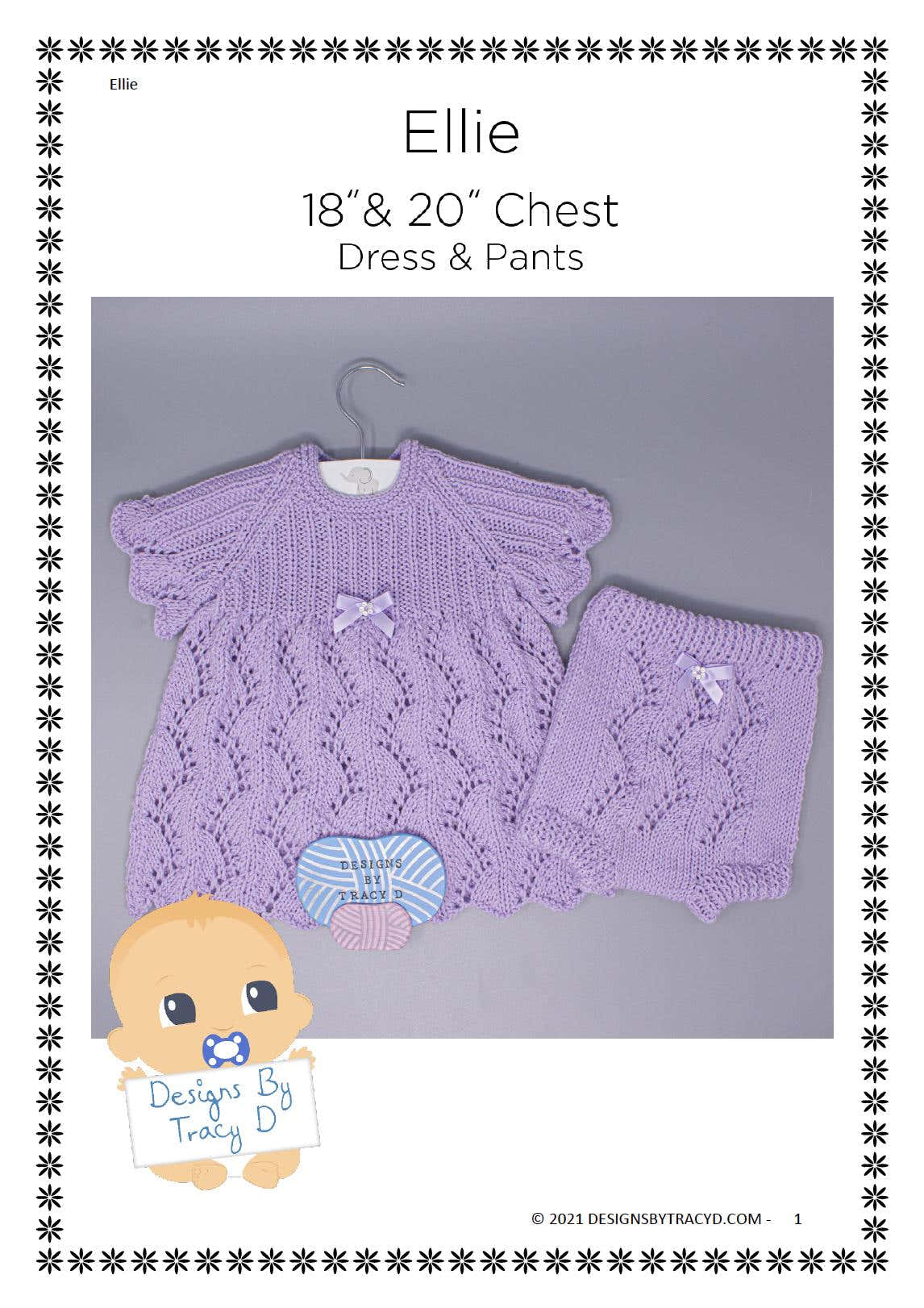 Ellie Baby Dress Knitting Pattern 18" & 20" chest size