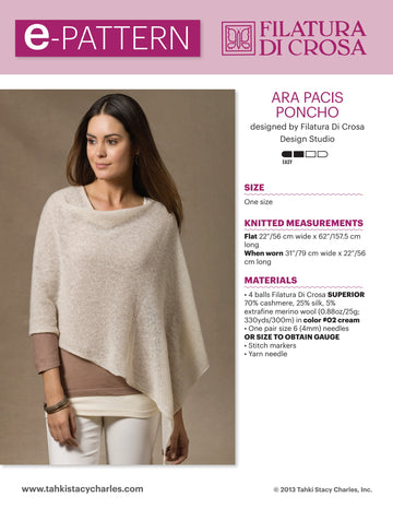 Filatura Di Crosa Ara Pacis Poncho Cape Knitting Pattern