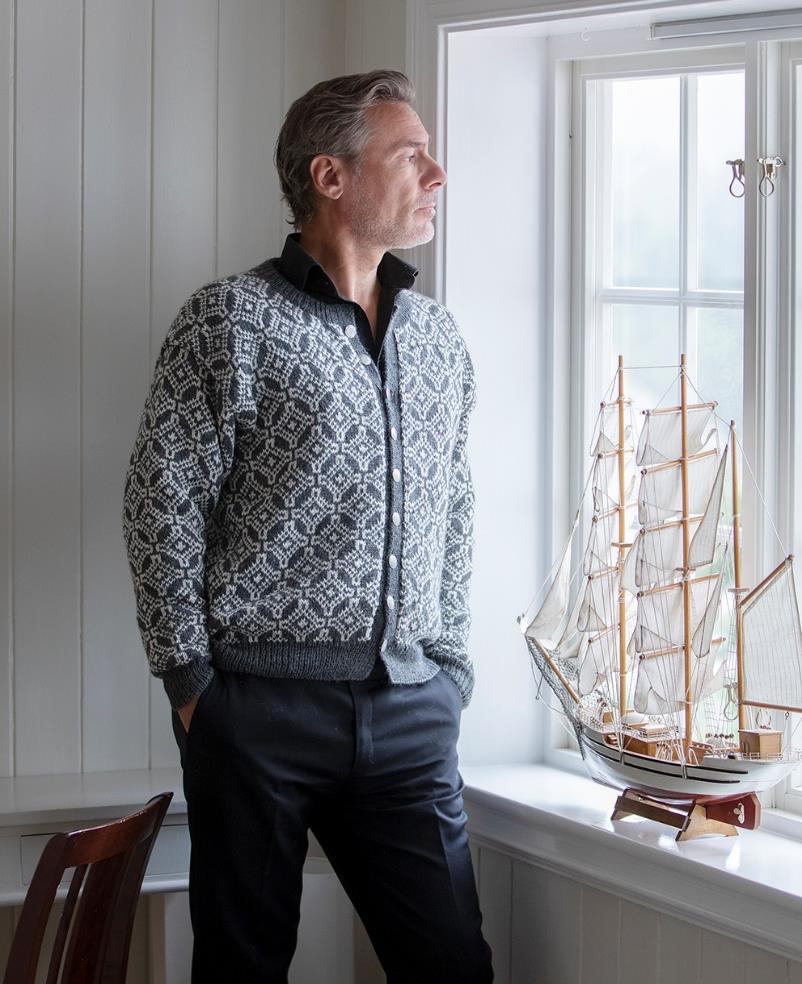 Tudor Cardigan In Black in Viking Garn Alpaca Storm