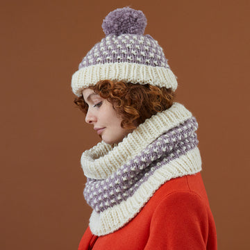 Debbie Bliss Dotty Cowl and Bobble Hat Knitting Pattern