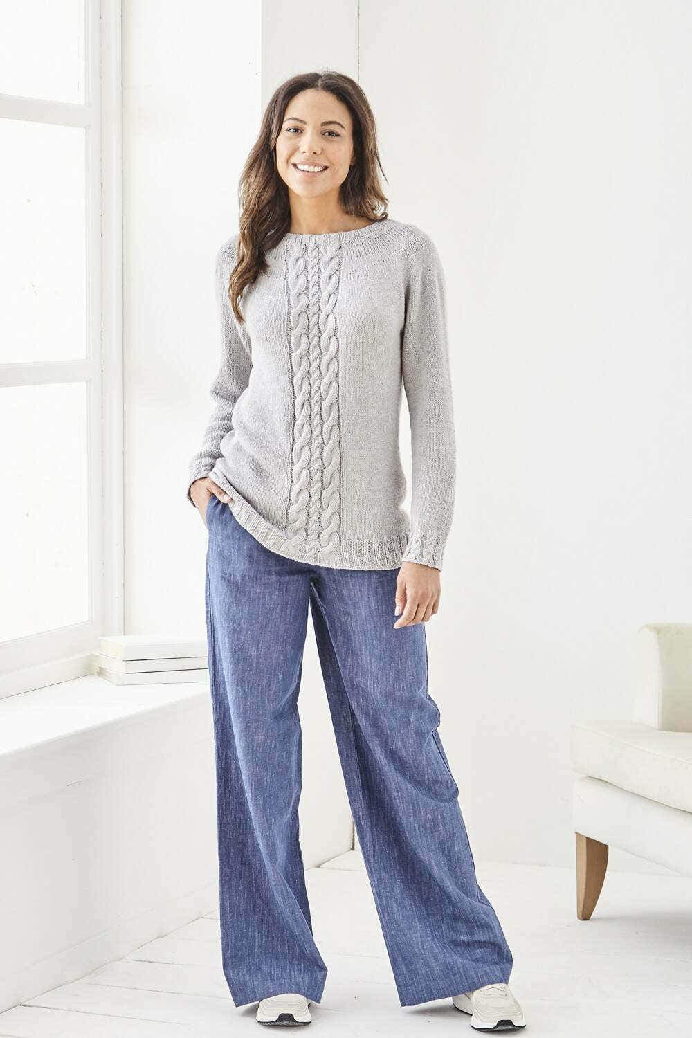 Ladies Sweater in King Cole Finesse Cotton Silk DK - P6165 - Leaflet