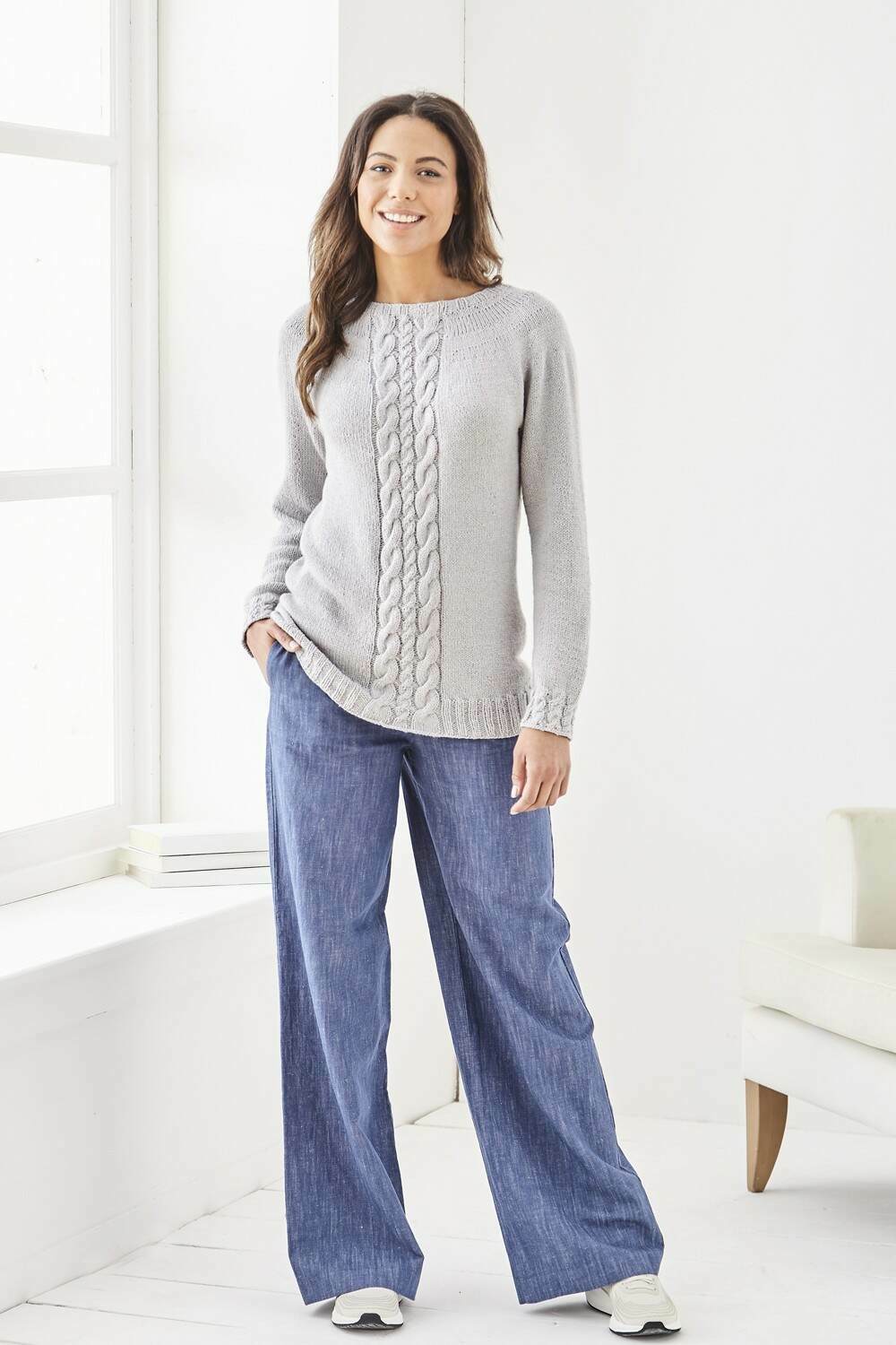 Ladies Sweater in King Cole Finesse Cotton Silk DK - P6165 - Leaflet
