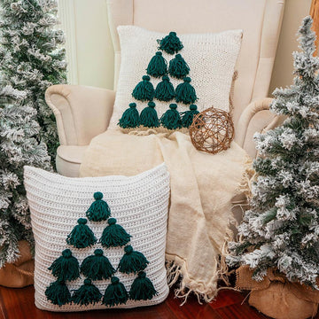 Tree Tassel Knit & Crochet Pillow