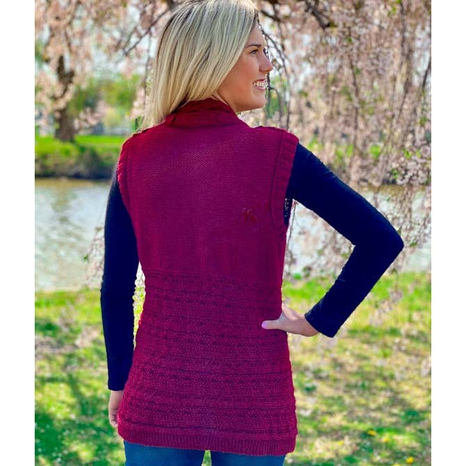 Plymouth Yarn Women's Long Vest Waistcoat Knitting Pattern